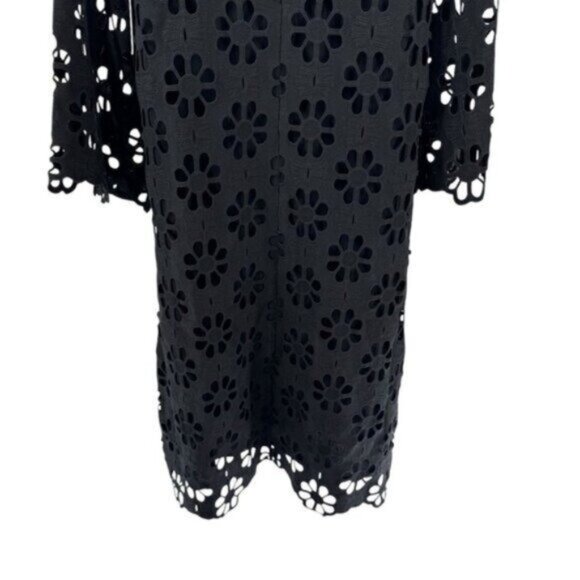 Tuckernuck NEW Noir Eyelet Hutton Long Sleeve Cotton Formal Midi Dress Size M - Picture 9 of 11
